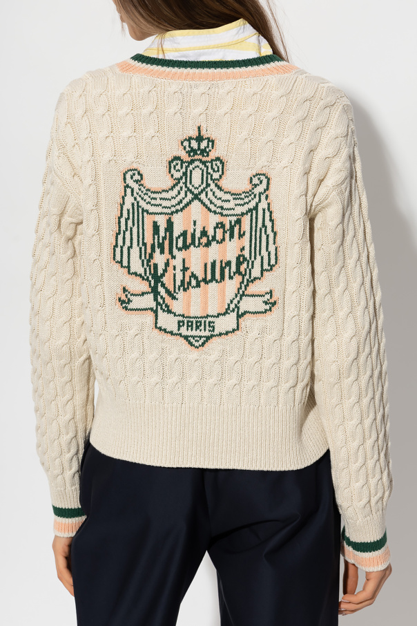 Cream V-neck sweater Maison Kitsuné - Vitkac Canada